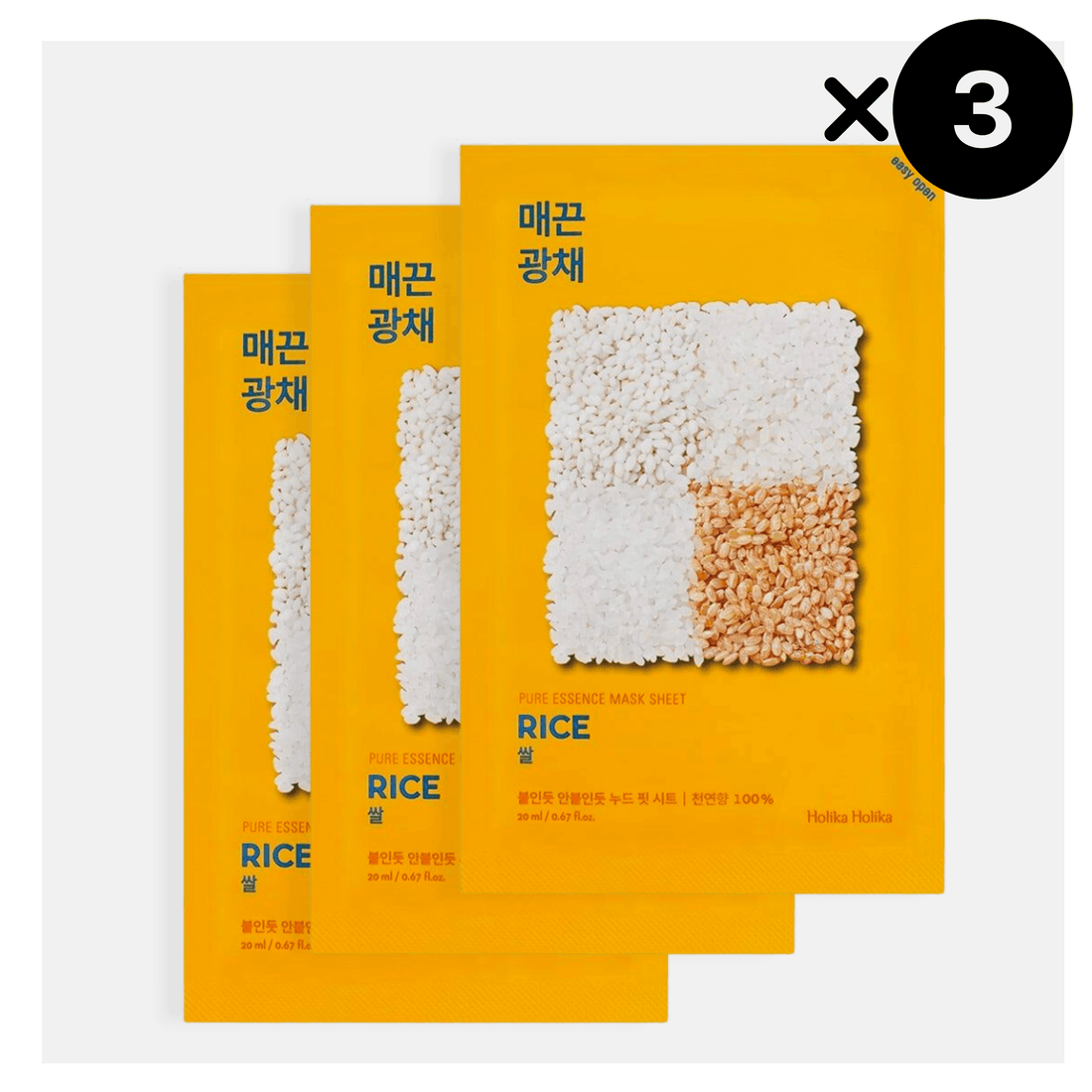 HOLIKA HOLIKA Pure Essence Mask Sheet - Rice, 3 pezzi