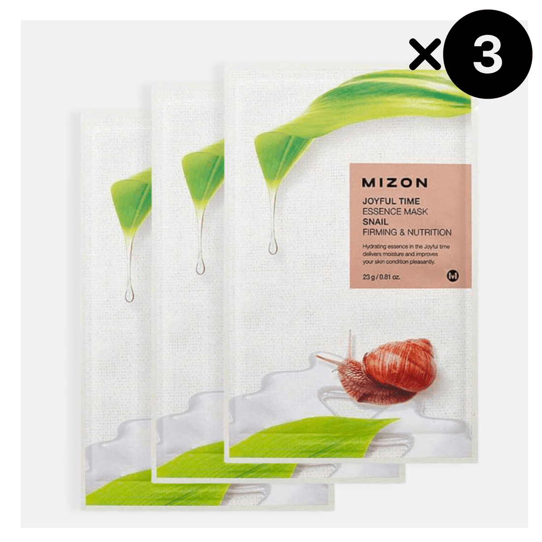 MIZON Joyful Time Essence Mask - Snail, 3 pezzi