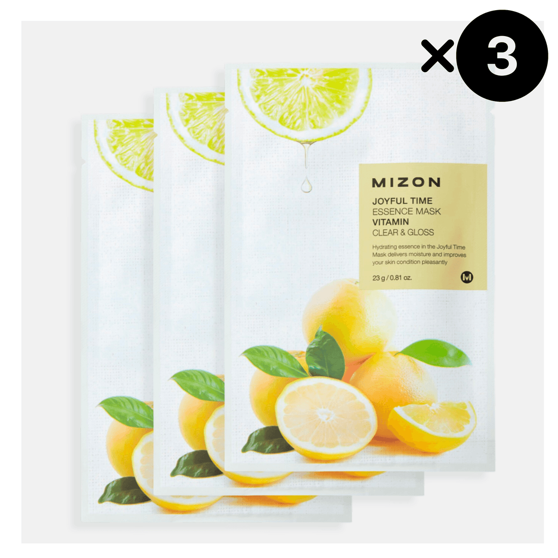 MIZON Joyful Time Essence Mask - Vitamin, 3 pezzi