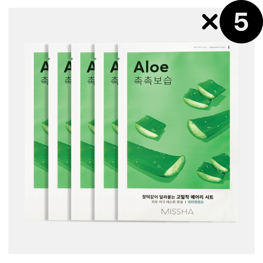 Missha Airy Fit Sheet Mask, Aloe 5 pezzi