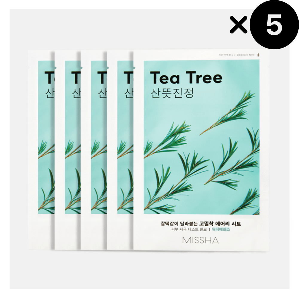 Missha Airy Fit Sheet Mask, Tea Tree 5 pezzi