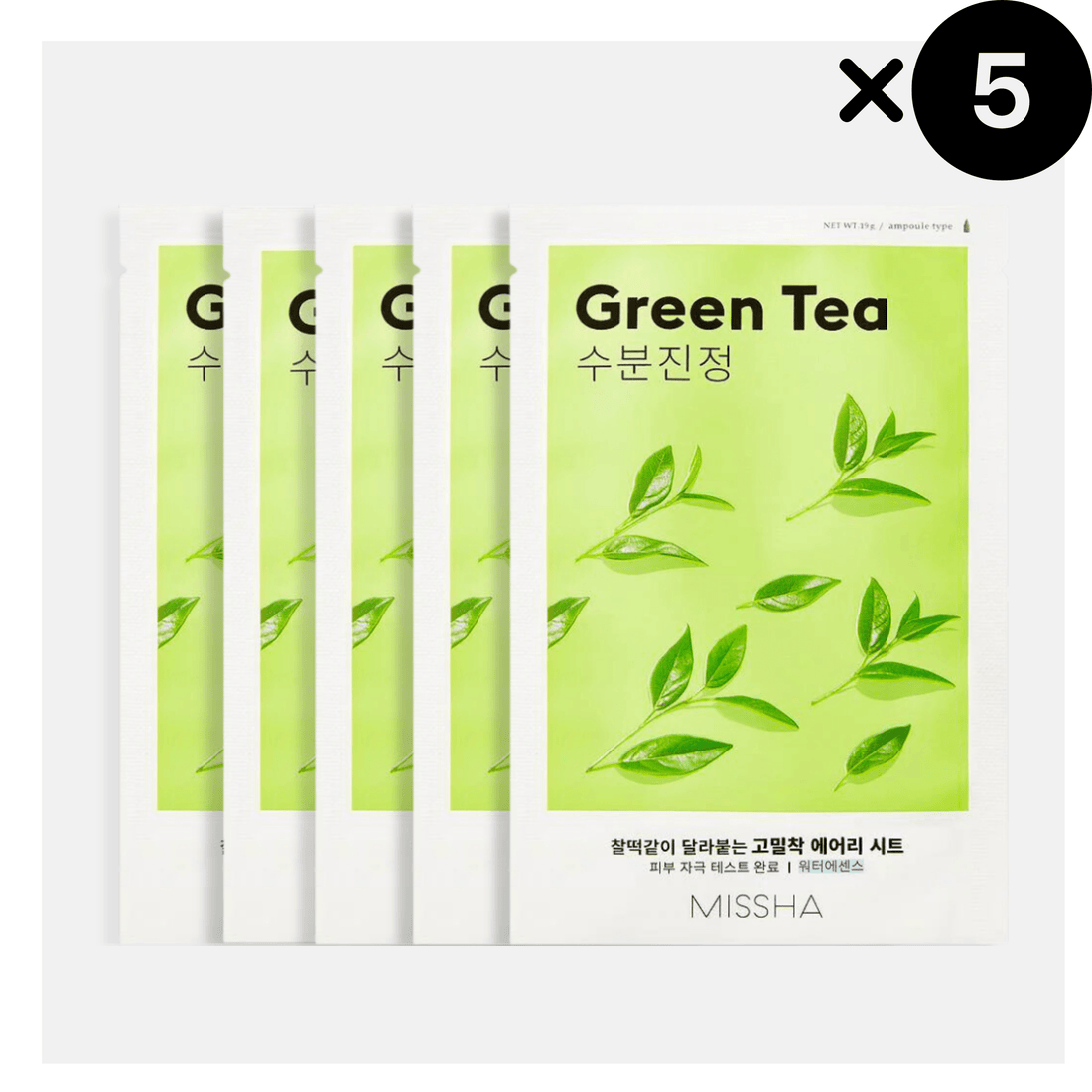 Missha Airy Fit Sheet Mask, Green Tea 5 pieces