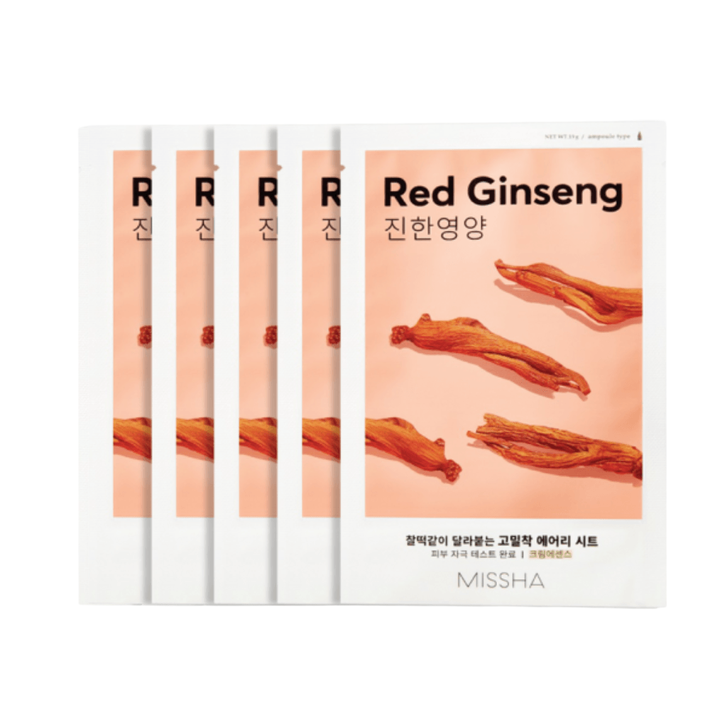 Missha Airy Fit Sheet Mask, Ginseng Rosso 5 pezzi