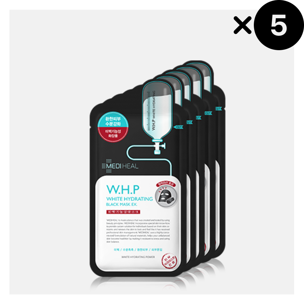 MEDIHEAL W.H.P White Hydrating Black Mask EX 5 pezzi
