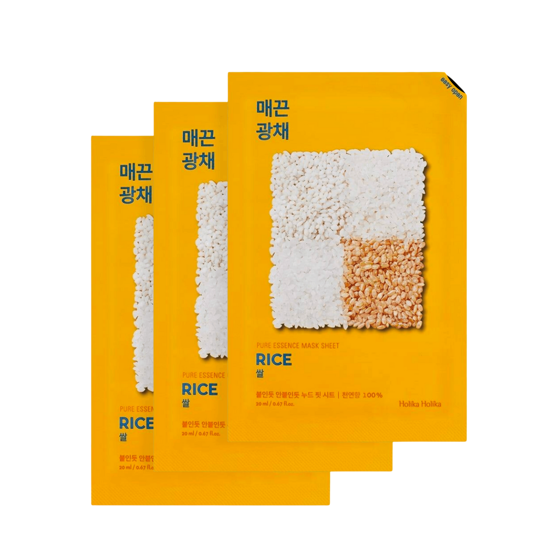 HOLIKA HOLIKA Pure Essence Mask Sheet - Rice, 3 pezzi