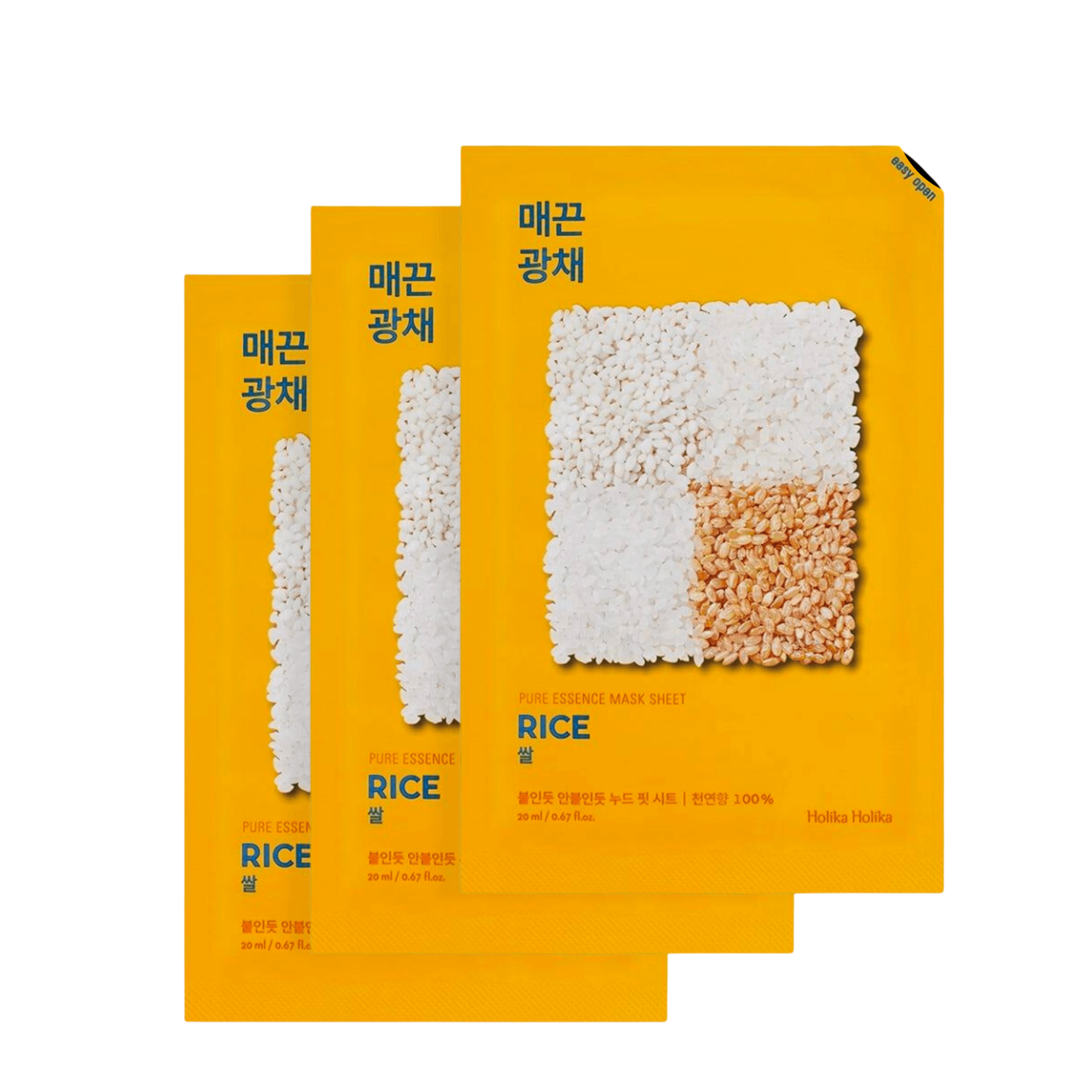 HOLIKA HOLIKA Pure Essence Mask Sheet - Rice, 3 pezzi