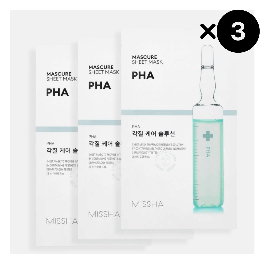 MISSHA Mascure Peeling PHA Sheet Mask, 3 pieces