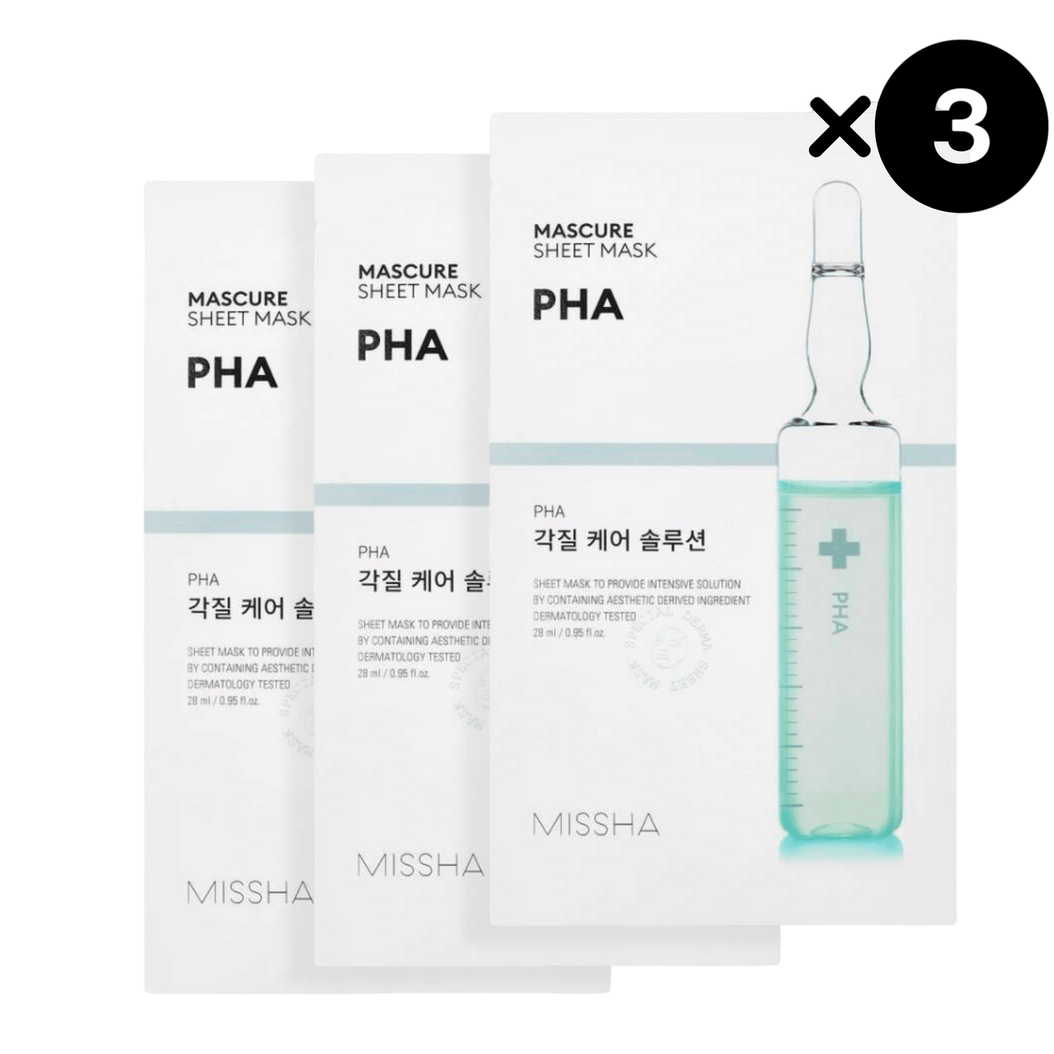 MISSHA Mascure Peeling PHA Sheet Mask, 3 pezzi
