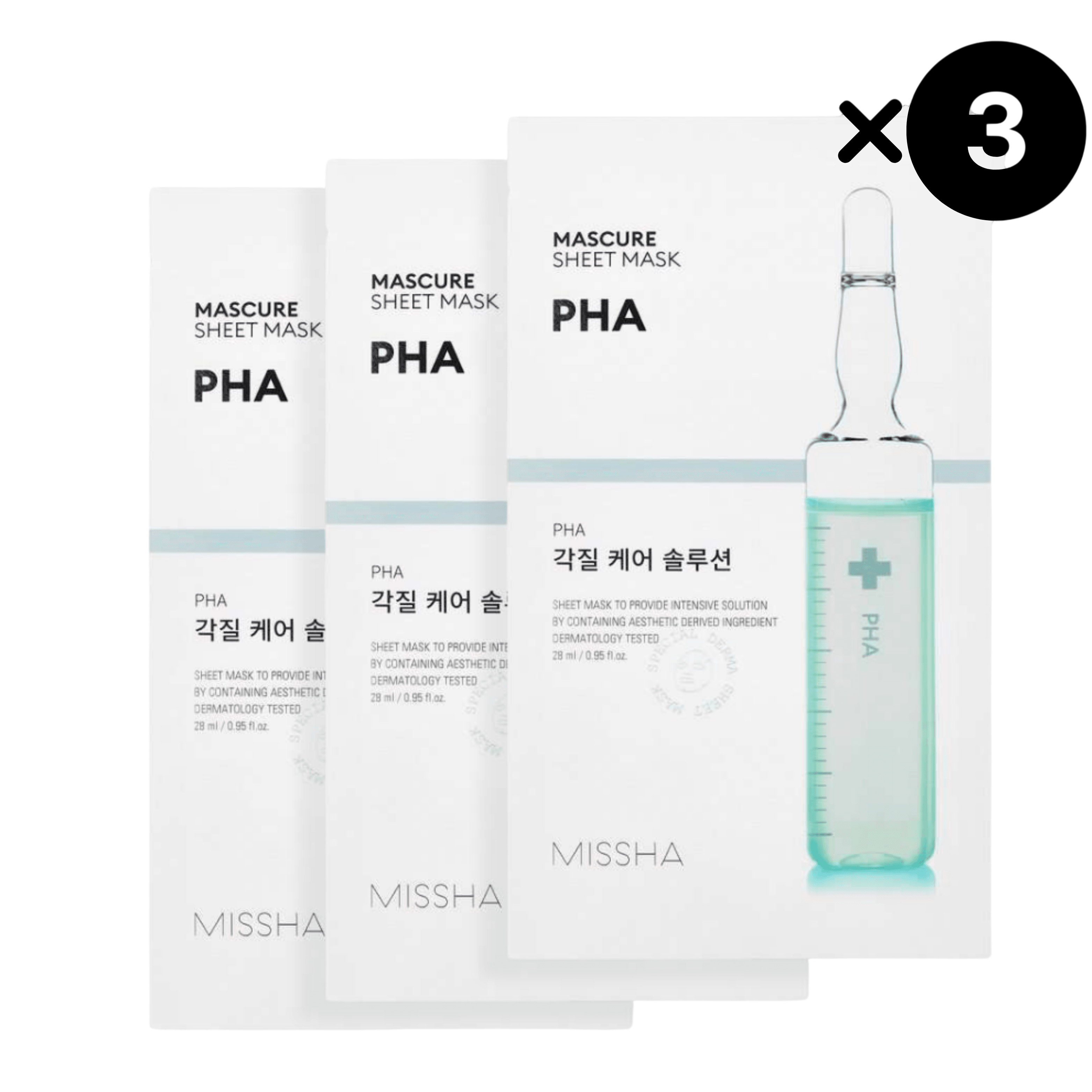 MISSHA Mascure Peeling PHA Sheet Mask, 3 pezzi