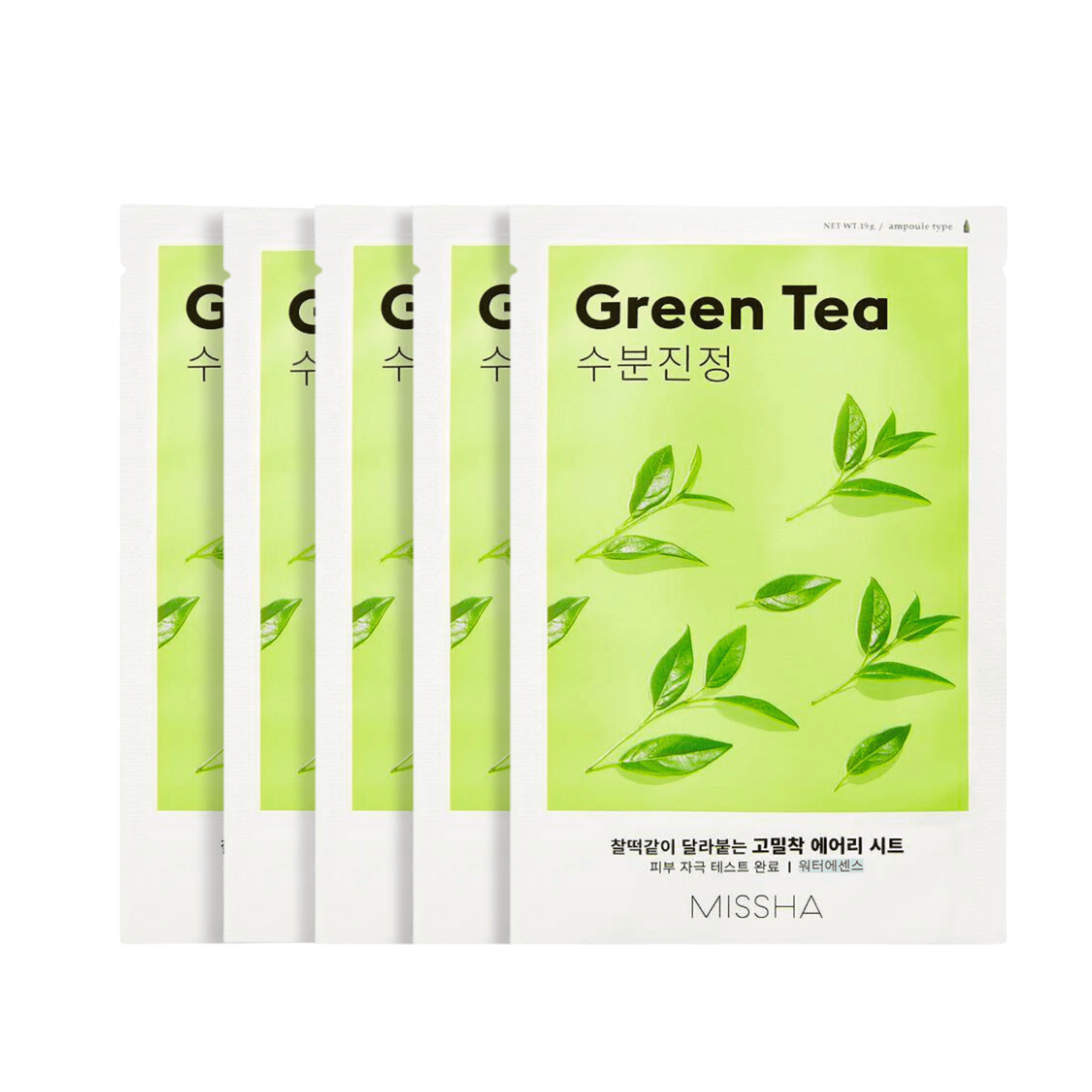Missha Airy Fit Sheet Mask, Green Tea 5 pezzi