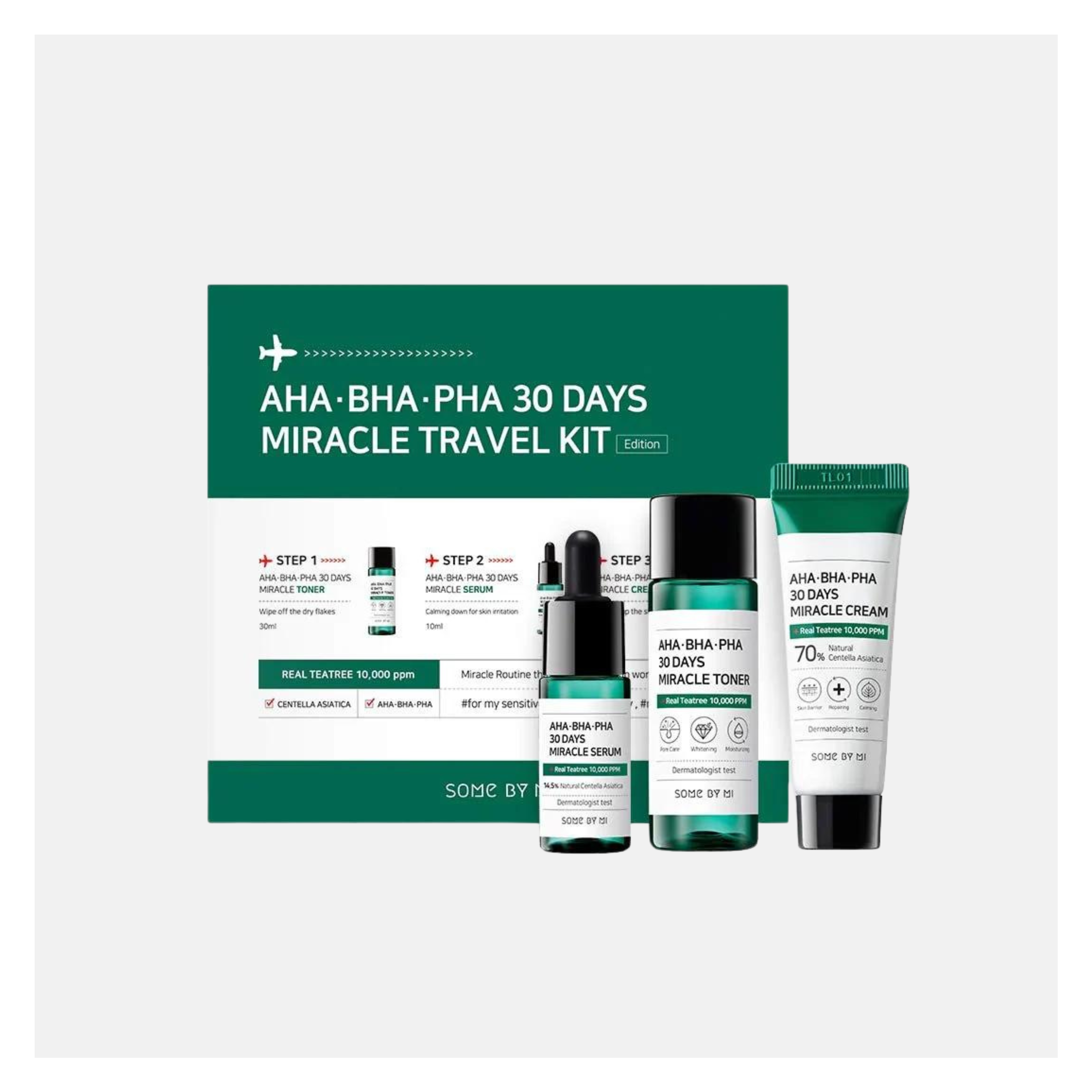 Set - Anti-Acne - SOME BY MI AHA-BHA-PHA 30 Days Miracle Travel Kit, 3 pezzi