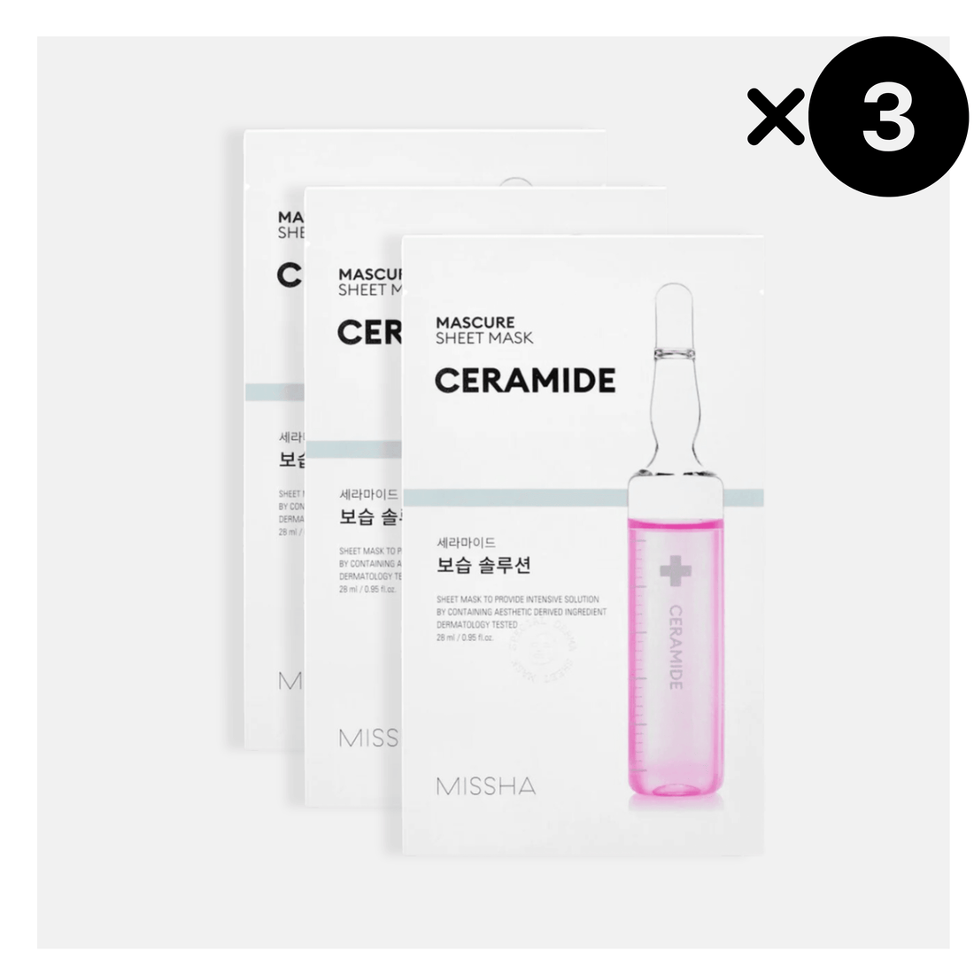 MISSHA Mascure Moisture Barrier Ceramide Sheet Mask, 3 pieces