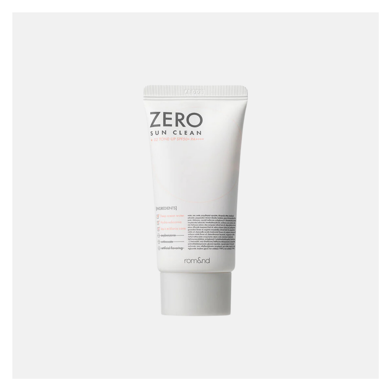 ROM&amp;ND Zero Sun Clean, 50ml, SPF 50+, PA++++, 02 Tone Up