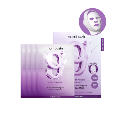 Numbuzin No. 9 NAD Bio Full Face Pack Sheet, 4 pezzi + Fascia liftante