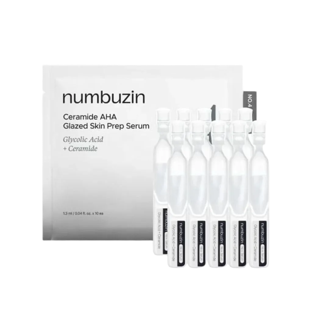 Numbuzin No.4 Ceramide AHA Glazed Skin Prep Serum Mini Kit, 1.3ml x 10
