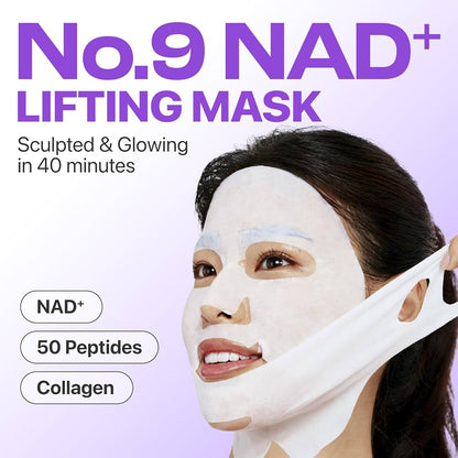 Numbuzin No. 9 NAD Bio Full Face Pack Sheet, 4 pezzi + Fascia liftante