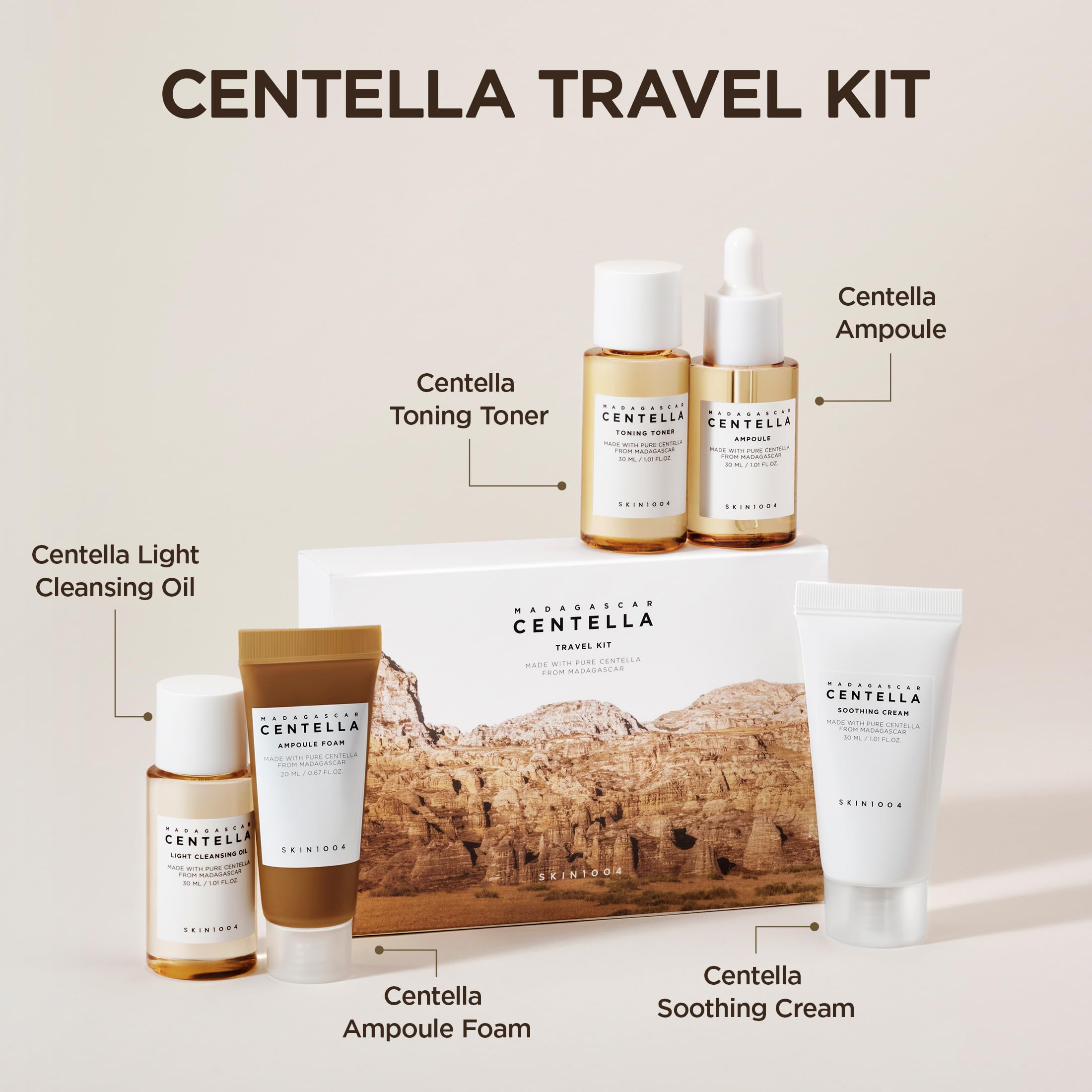 SKIN1004 Madagascar Centella Travel Kit, 5 pezzi