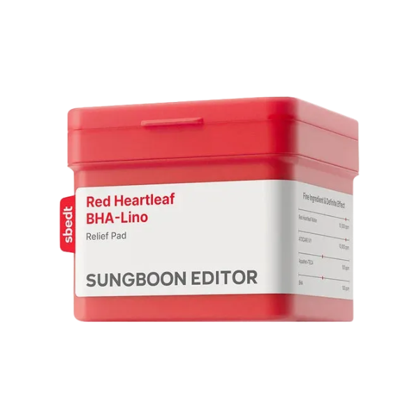 Sungboon Editor Red Heartleaf BHA-Lino Relief Pad, 190ml, 60 dischetti