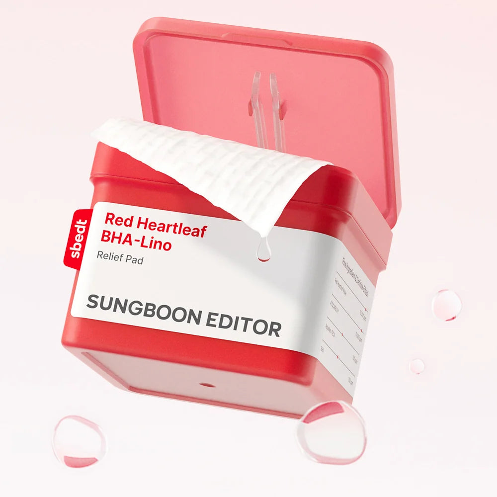 Sungboon Editor Red Heartleaf BHA-Lino Relief Pad, 190ml, 60 dischetti