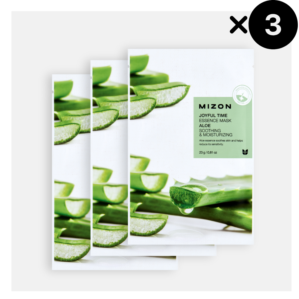 MIZON Joyful Time Essence Mask Aloe, 3 pezzi