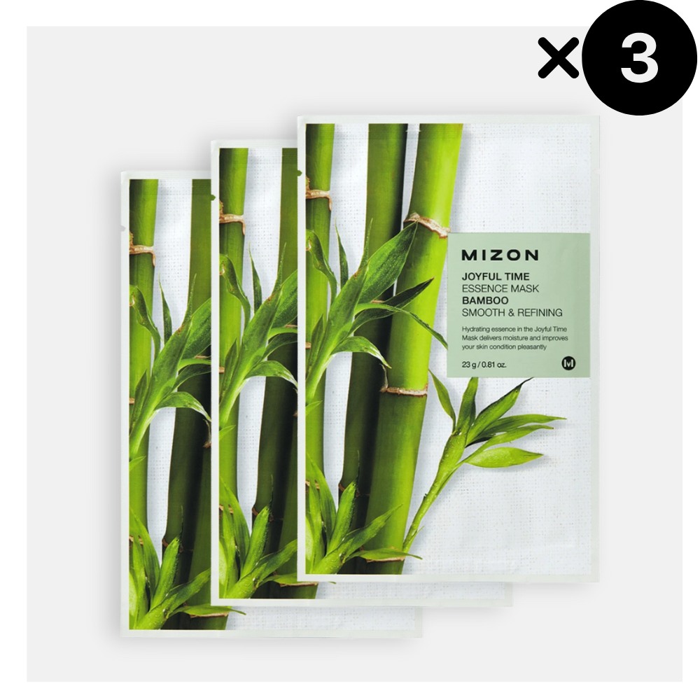 MIZON Joyful Time Essence Mask Bamboo, 3 pezzi