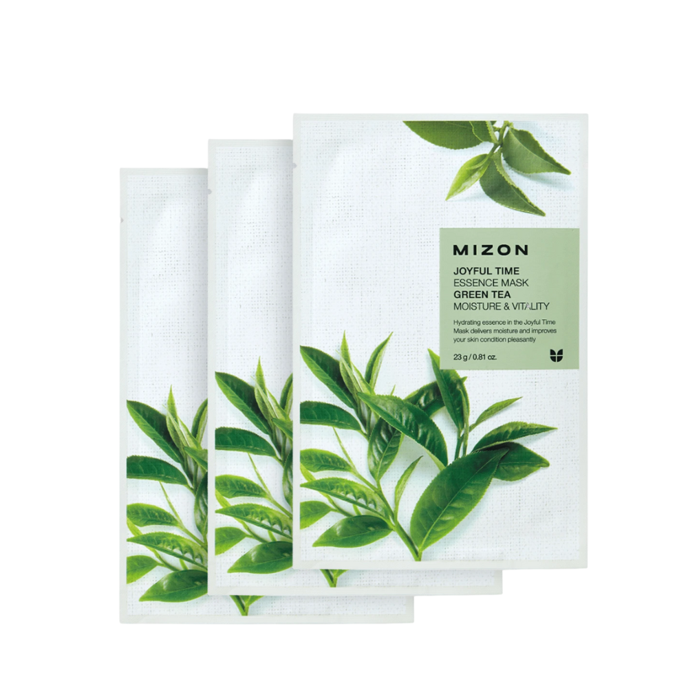MIZON Joyful Time Essence Mask Green Tea, 3 pezzi