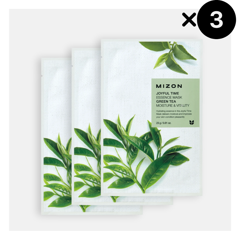 MIZON Joyful Time Essence Mask Green Tea, 3 pezzi