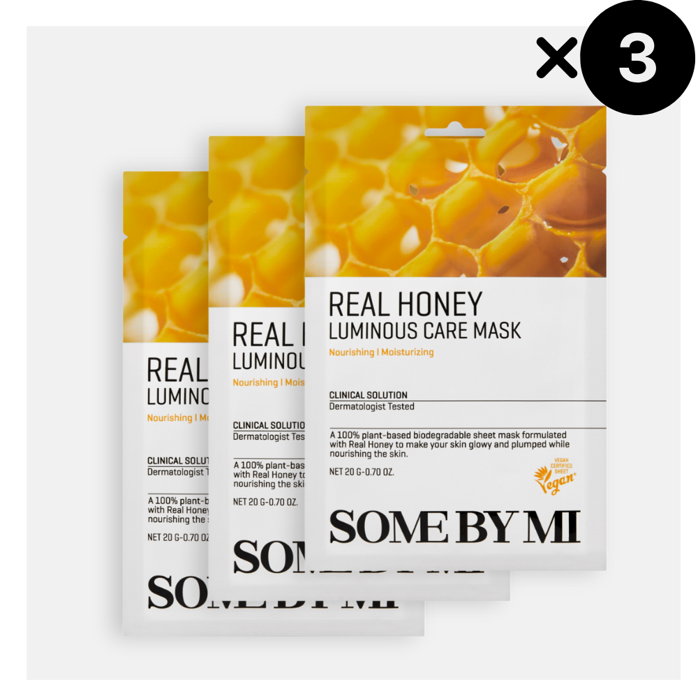 SOMEBYMI Real Honey Luminous Care Mask, 3 pezzi