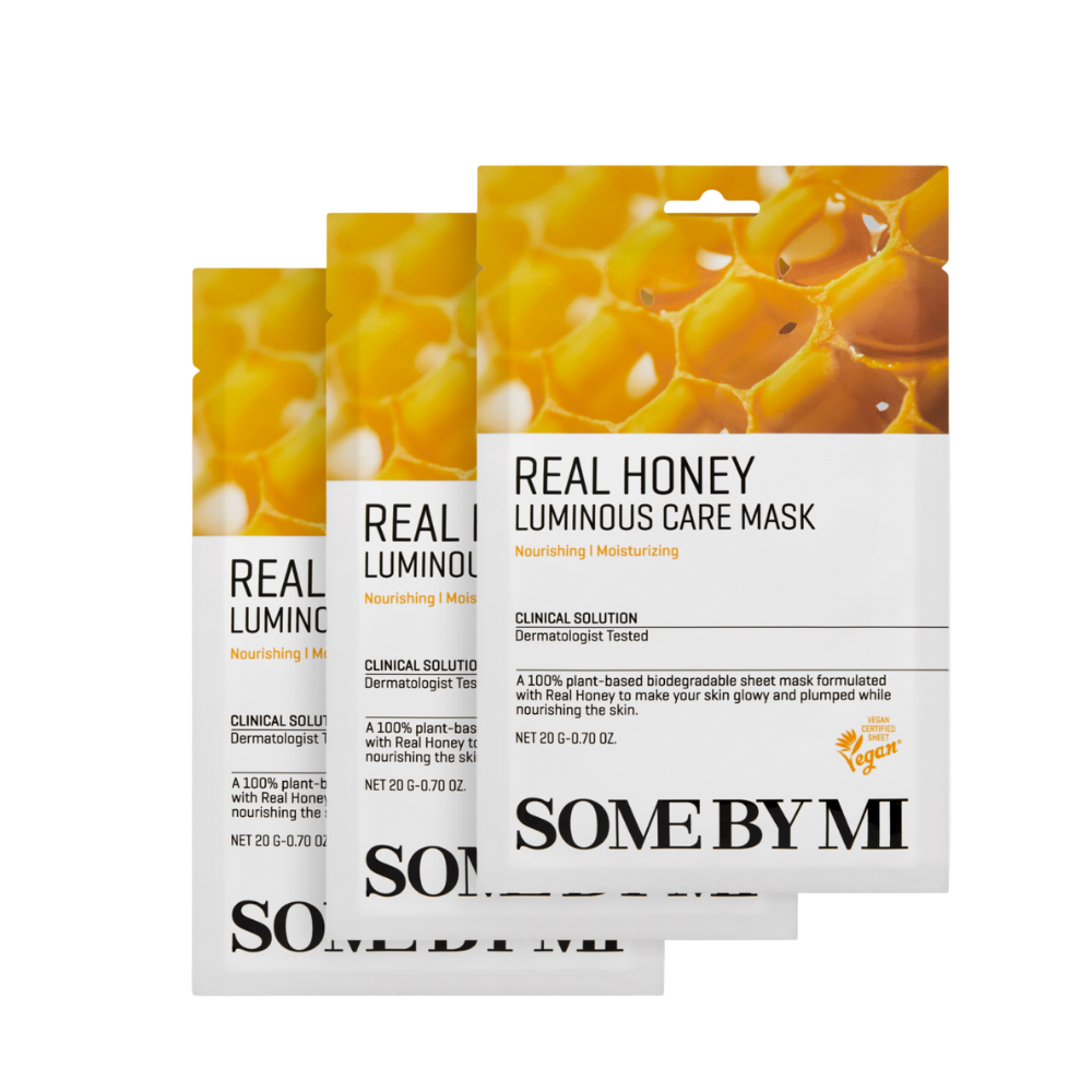 SOMEBYMI Real Honey Luminous Care Mask, 3 pezzi