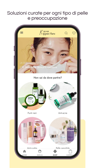 Routine skincare nell'app K-ippun Haru