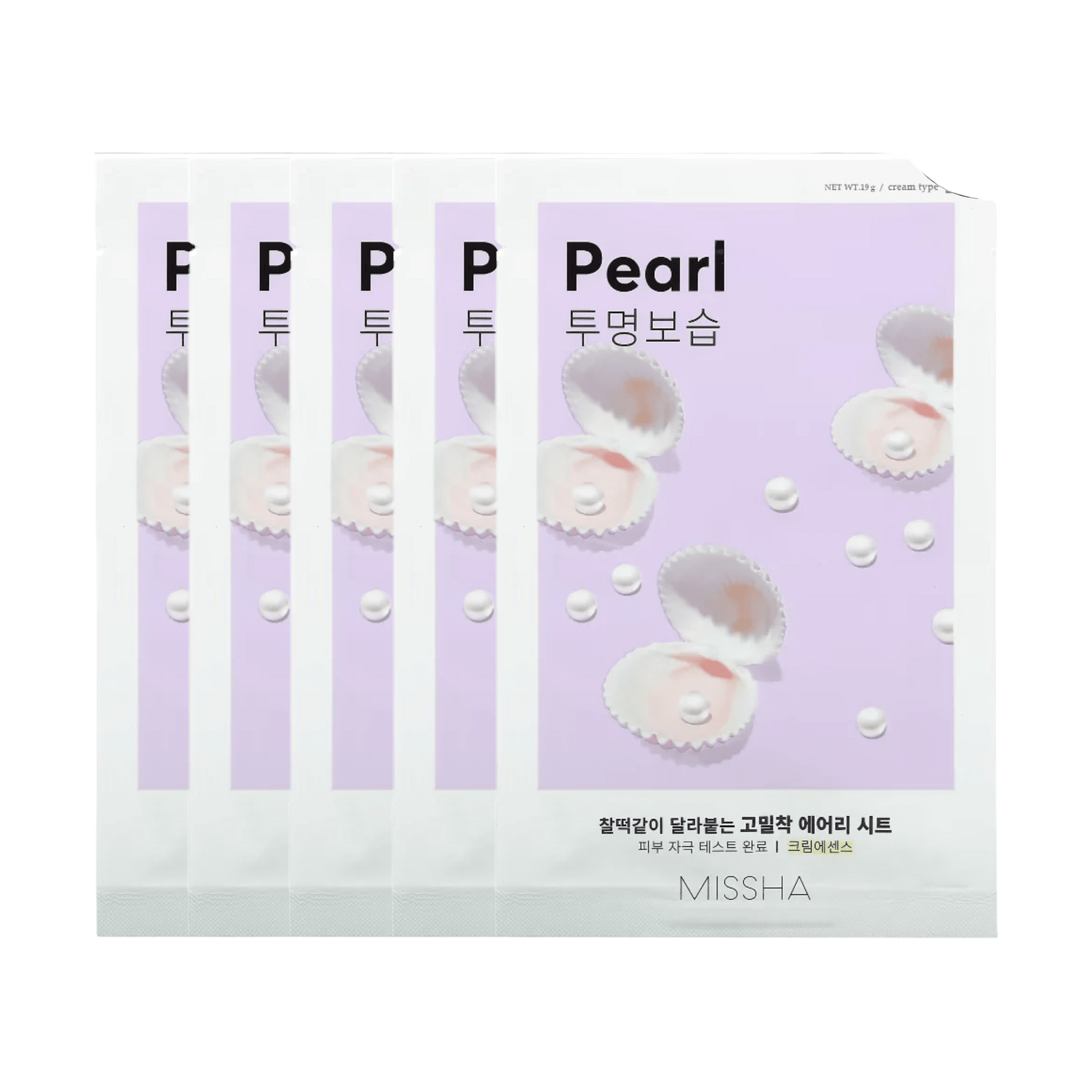 MISSHA Airy Fit Sheet Mask Pearl, 5 pezzi