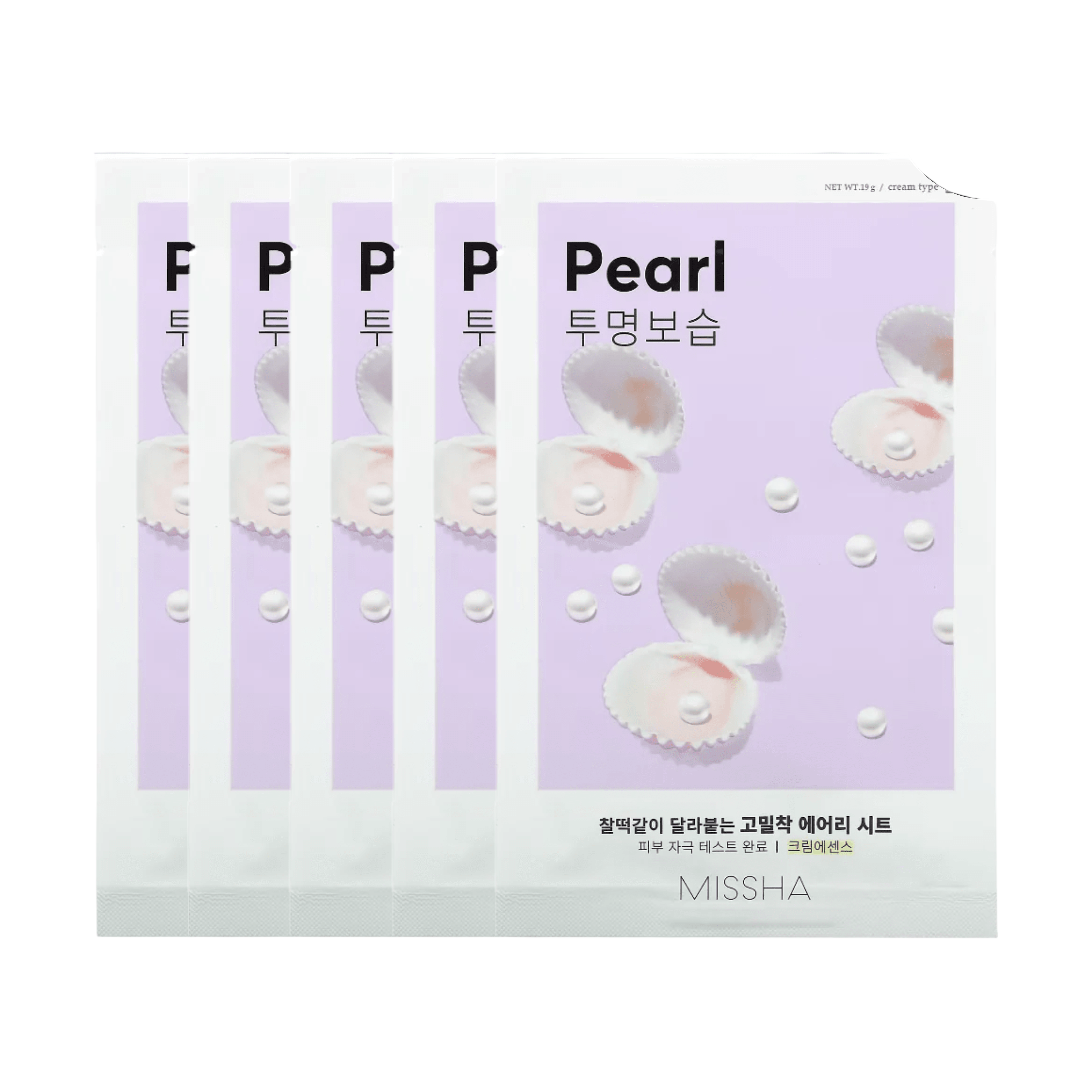 MISSHA Airy Fit Sheet Mask Pearl, 5 pezzi