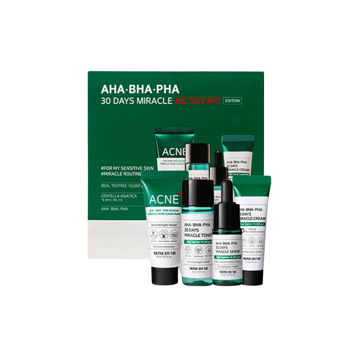 Set - Anti-Acne - SOME BY MI AHA-BHA-PHA 30 Days Miracle AC SOS Kit, 4 pezzi
