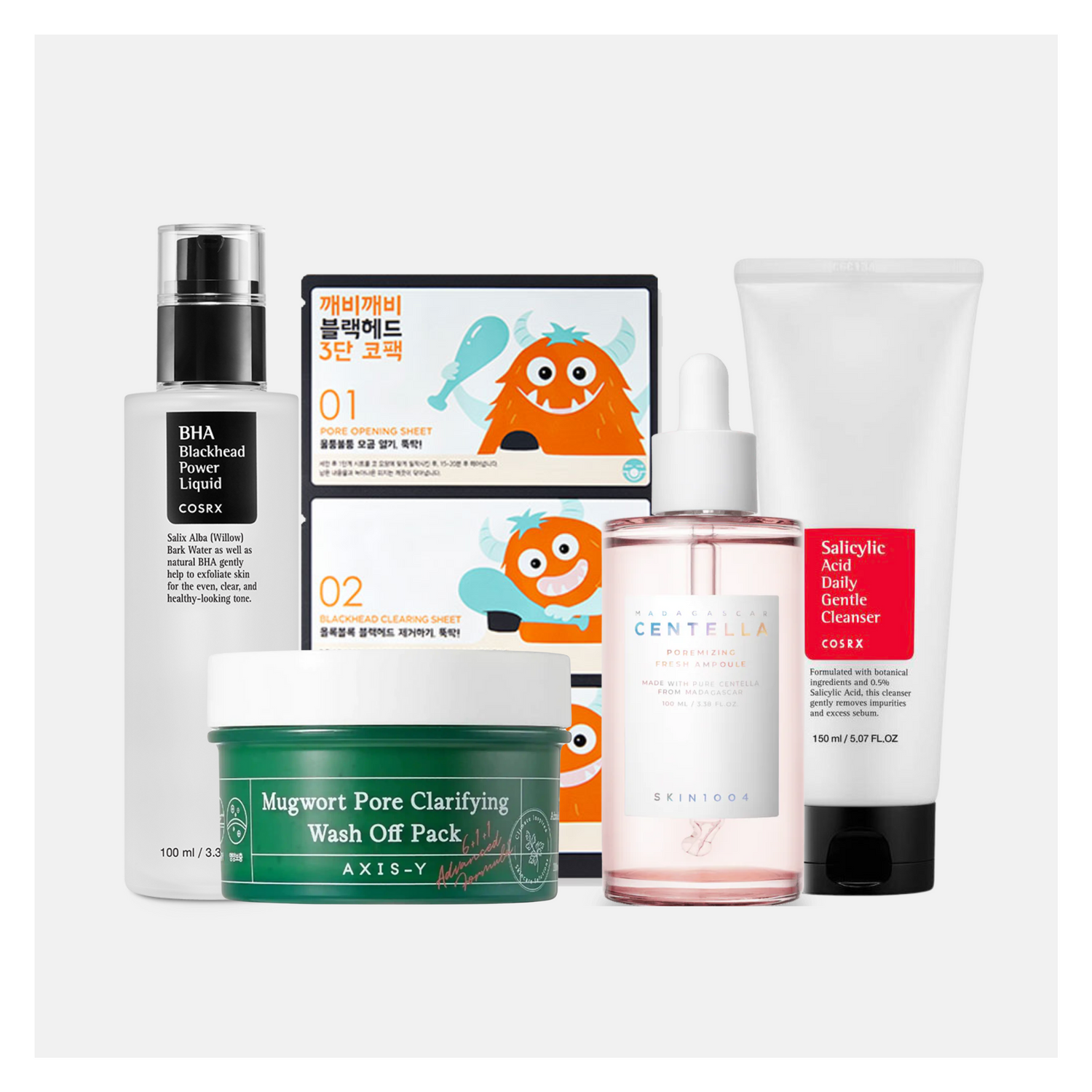 Bundle Punti Neri e Pori Dilatati - Skincare coreana purificante, 5 pezzi