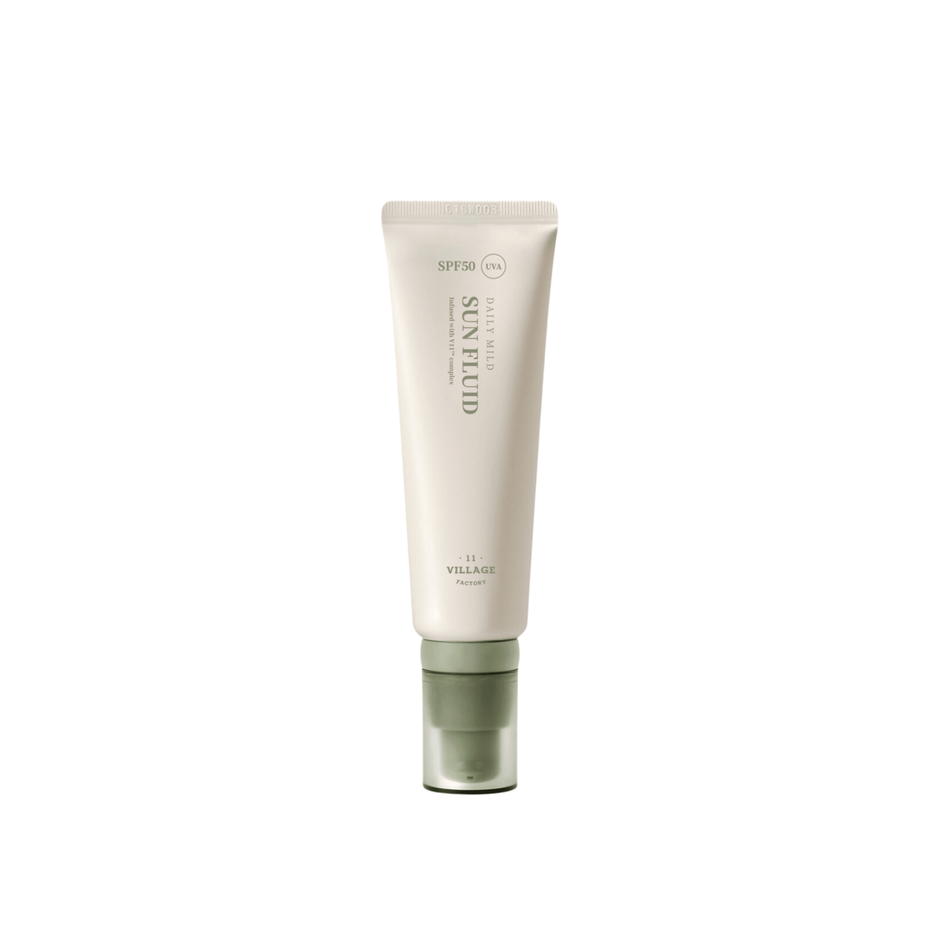 VILLAGE 11 FACTORY Daily Mild Sun Fluid, SPF 50+ PA++++, 50ml