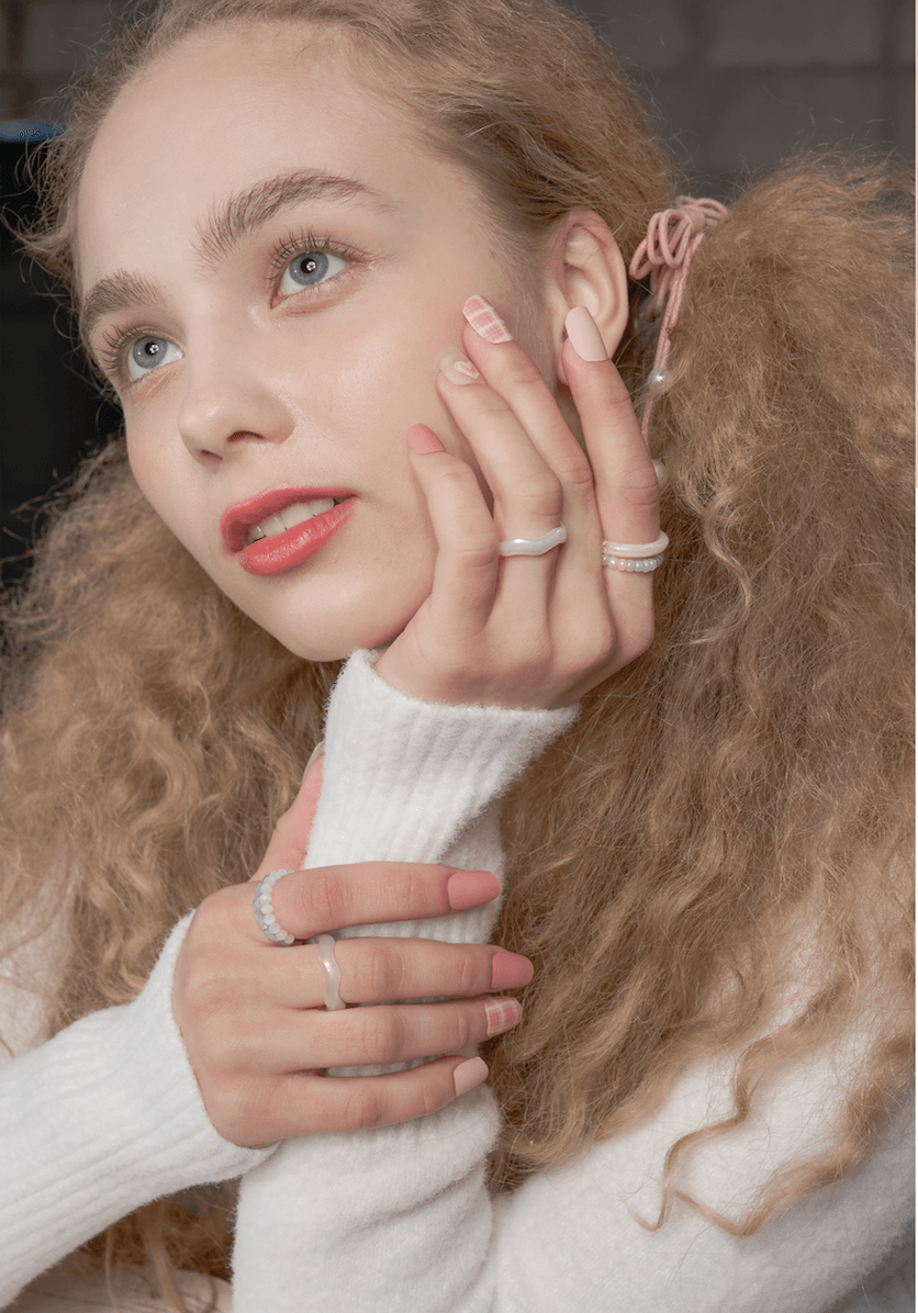 Adhesive Gel Nails - GLEN CHECK ANTIQUE PINK